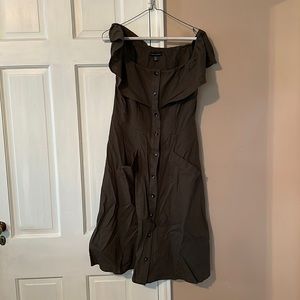 Olive linen button front dress brand new